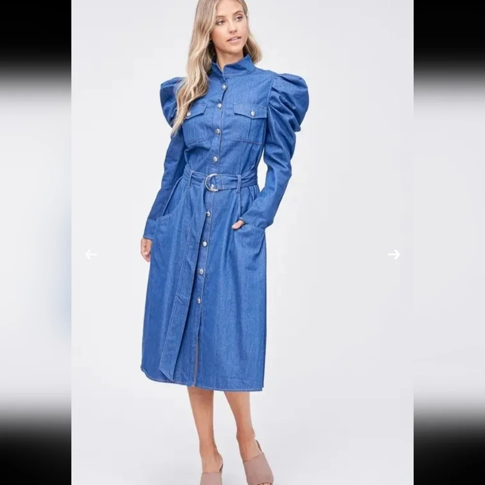 Misty Blue Denim Dress - Picture 4 of 10
